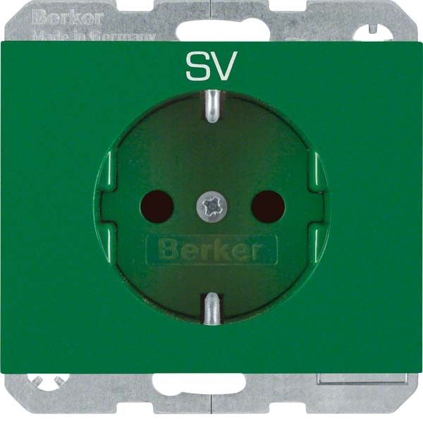 SCHUKO-Steckdose 47357113 grün glänzend Aufdruck SV SCHUKO-Steckdose 47357113 grün glänzend Aufdruck SV