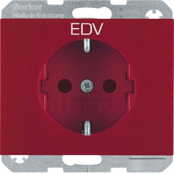 SCHUKO-Steckdose 47357115 rot glänzend Aufdruck EDV SCHUKO-Steckdose 47357115 rot glänzend Aufdruck EDV