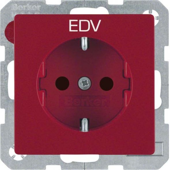 SCHUKO-Steckdose 47236022 rot samt Aufdruck EDV SCHUKO-Steckdose 47236022 rot samt Aufdruck EDV