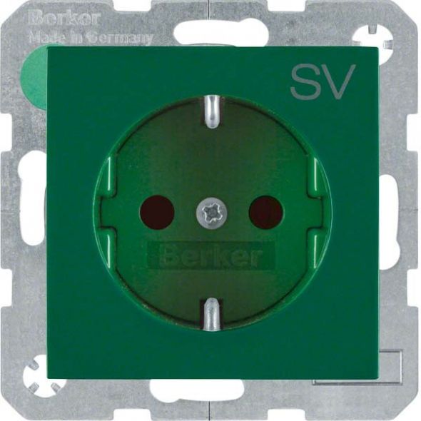 SCHUKO-Steckdose 47238903 grün glänzend Aufdruck SV SCHUKO-Steckdose 47238903 grün glänzend Aufdruck SV
