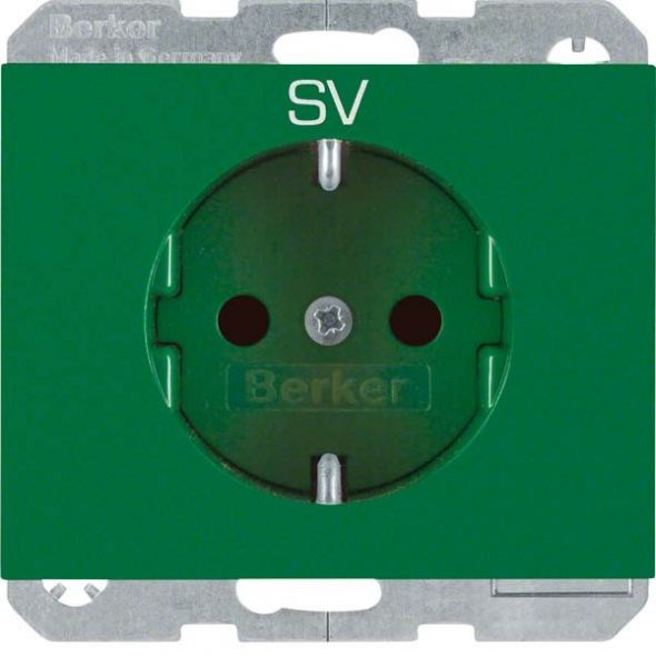 SCHUKO-Steckdose 47357113 grün glänzend Aufdruck SV SCHUKO-Steckdose 47357113 grün glänzend Aufdruck SV