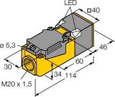 Sensor,ind.,quad. 40x40mm Bi20U-CP40-AP6X2