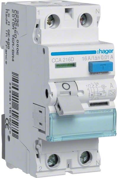 FI-Schutzschalter CCA216D 2-polig 16A 10mA Typ A FI-Schutzschalter CCA216D 2-polig 16A 10mA Typ A