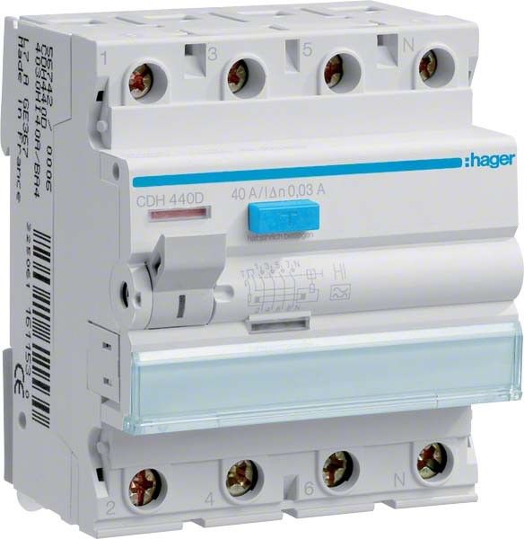 FI-Schutzschalter CDH440D 4-polig 40A 30mA Typ A FI-Schutzschalter CDH440D 4-polig 40A 30mA Typ A