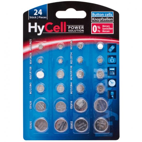 Knopfzellen-Sortiment 24 teilig, Alkaline und Lithium, Blisterware Knopfzellen-Sortiment 24 teilig, Alkaline und Lithium, Blisterware