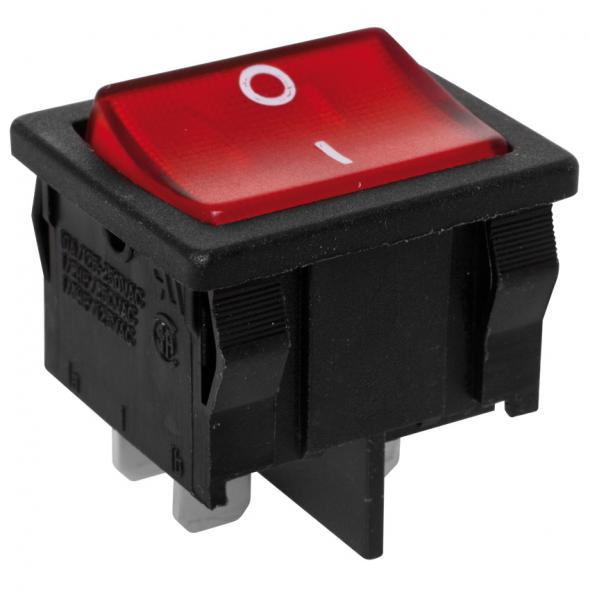 Einbau-Wippschalter 250V/10(4)A, 2-polig T 105°, beleuchtet Einbau-Wippschalter 250V/10(4)A, 2-polig T 105°, beleuchtet
