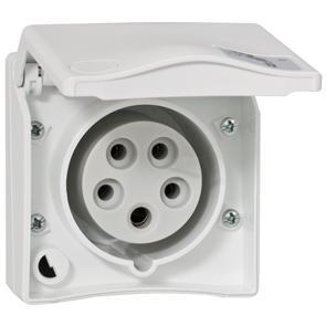CEE-Anbausteckdose 400V/16A IP44 5-pol weiß CEE-Anbausteckdose 400V/16A IP44 5-pol weiß