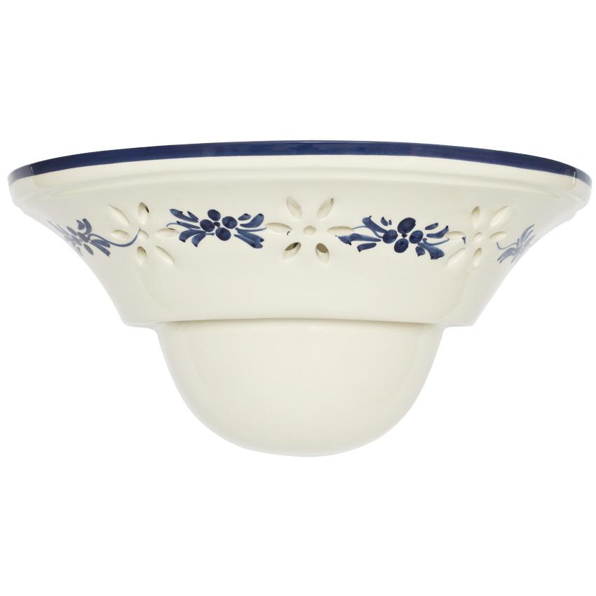 Wandleuchte innen mit blauem Blumenmuster