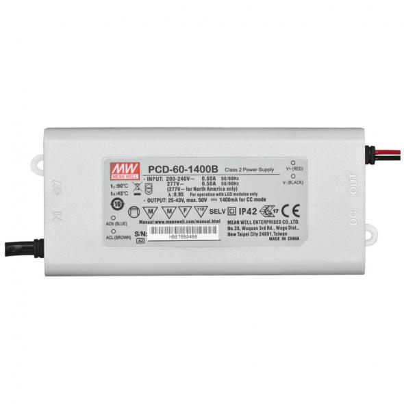 LED-Netzteil, 200-240V, Konstantstrom 25-43V/1400mA max. 60W LED-Netzteil, 200-240V, Konstantstrom 25-43V/1400mA max. 60W