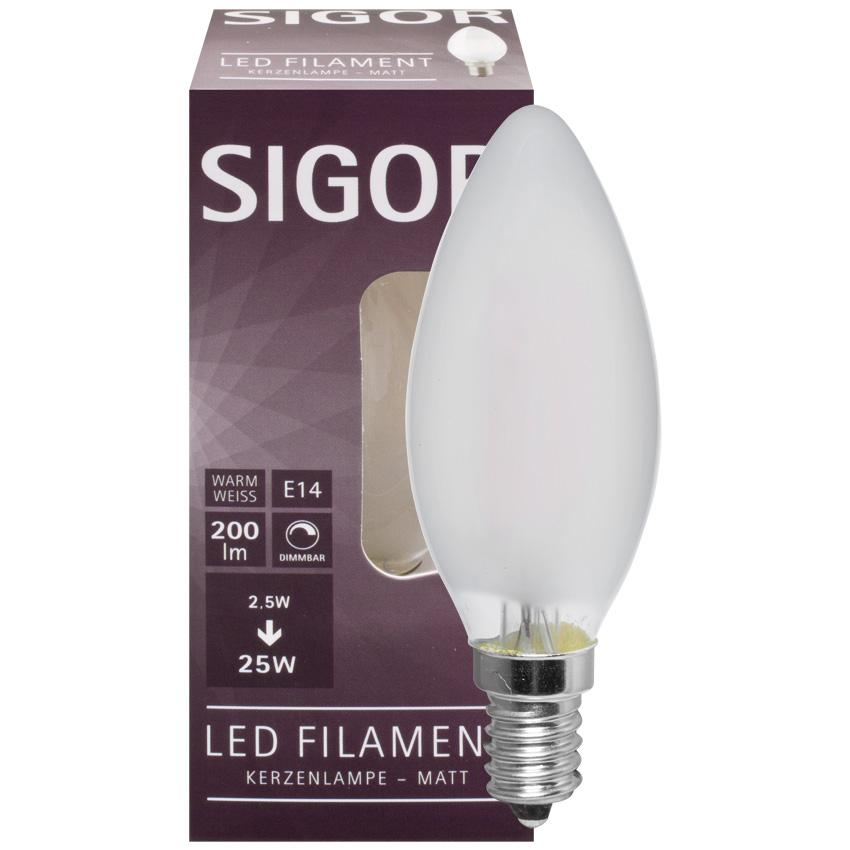 Filament-LED-Lampe Kerzen-Form matt E14/230V/2,5W 250 lm Filament-LED-Lampe Kerzen-Form matt E14/230V/2,5W 250 lm