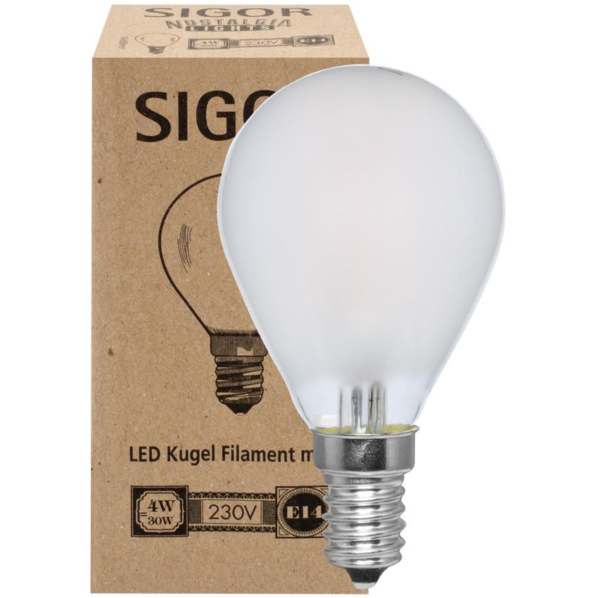 Filament-LED-Lampe, Tropfen-Form, matt, E14/240V Filament-LED-Lampe, Tropfen-Form, matt, E14/240V