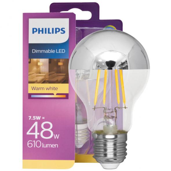 Filament-LED-Lampe CLASSIC AGL-Form, silber verspiegelt E27/7,5W, 610 lm 2700K Filament-LED-Lampe CLASSIC AGL-Form, silber verspiegelt E27/7,5W, 610 lm 2700K