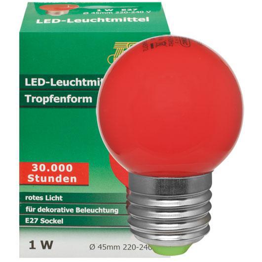 LED-Tropfenlampe 1,0W E27 48lm matt rot