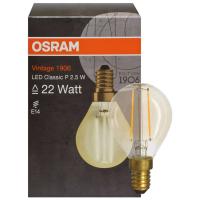 LED-Filament-Lampe VINTAGE 1906 Tropfen-Form, gold E14/2,5W (22W), 650 lm 2500K