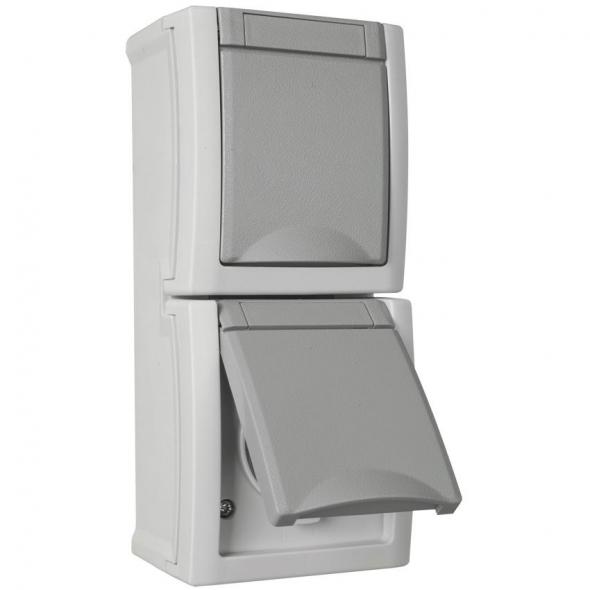 AP/FR Steckdose 2-fach IP54 senkrecht grau AP/FR Steckdose 2-fach IP54 senkrecht grau