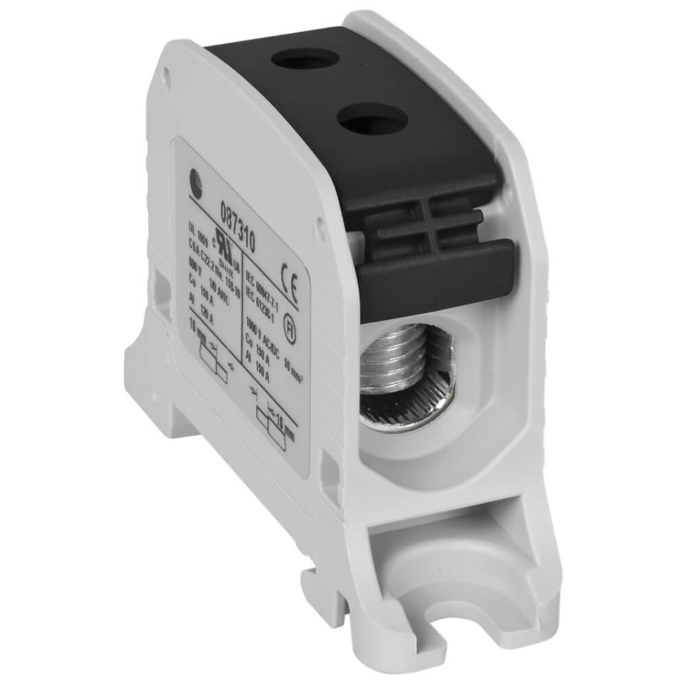 Reihenklemme für Cu/Alu-Leiter 50 mm² in modularer Bauform B 20 mm 1-polig schwarz Reihenklemme für Cu/Alu-Leiter 50 mm² in modularer Bauform B 20 mm 1-polig schwarz