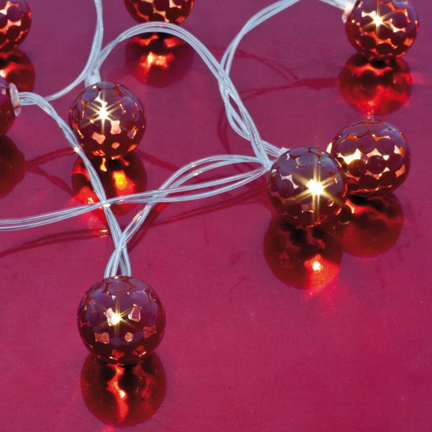 LED-Minilichterkette Metallkugel rot LED-Minilichterkette Metallkugel rot