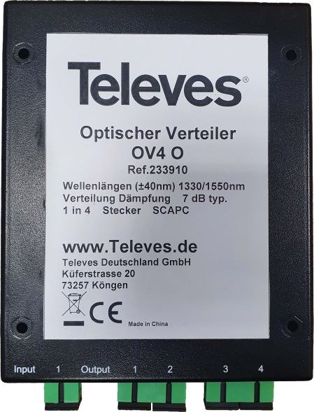 Optischer 4fach Verteiler OV4O Optischer 4fach Verteiler OV4O