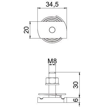 Hammerkopfschraube MS41HBF M8x30 ZL