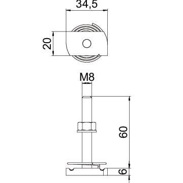 Hammerkopfschraube MS41HBF M8x60 ZL