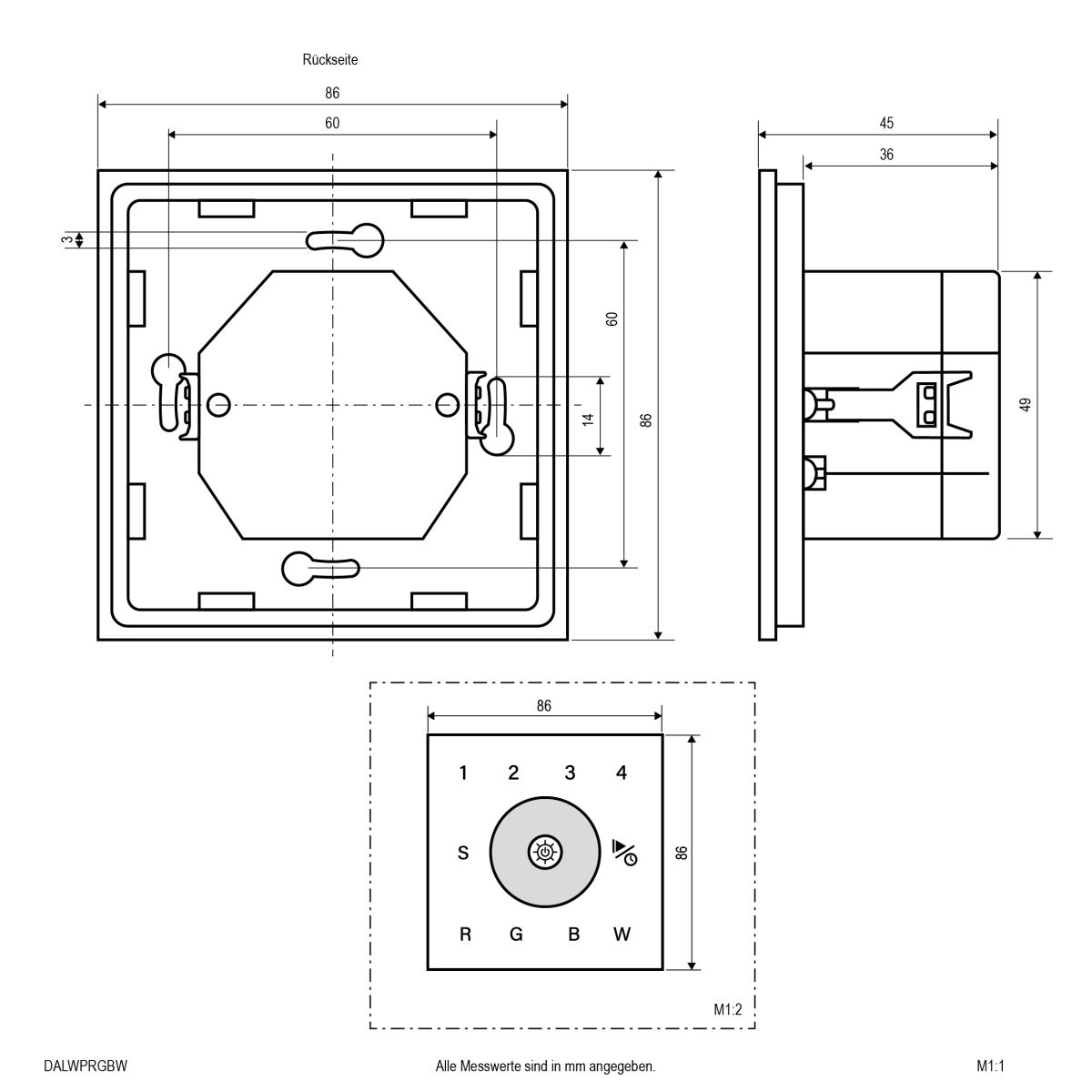 DALI-Wandpanel DALWPRGBW