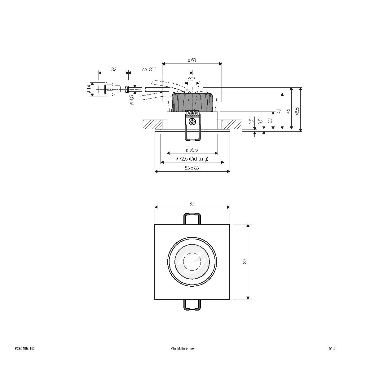 LED-Einbauleuchte IP65 PC654060102
