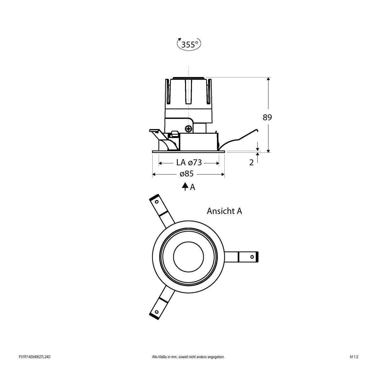 LED-Einbauleuchte modular F01R14SM0627L24D