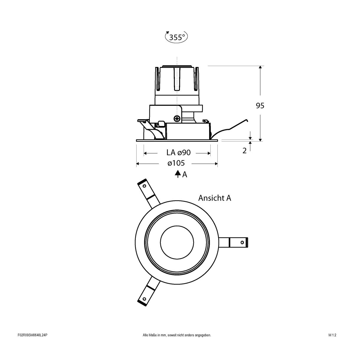 LED-Einbauleuchte modular F02R09SM0640L24P