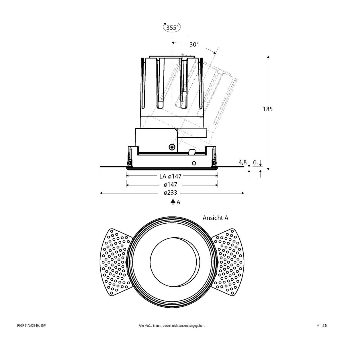 LED-Einbauleuchte modular F02R11AM3840L15P
