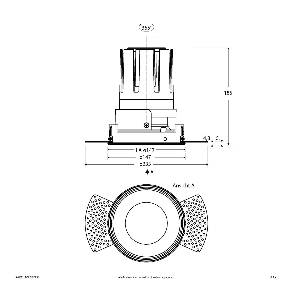 LED-Einbauleuchte modular F02R11SM3830L38P