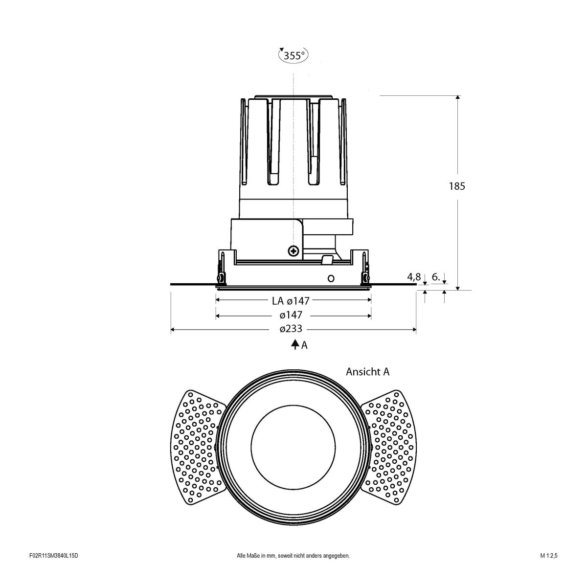LED-Einbauleuchte modular F02R11SM3840L15D
