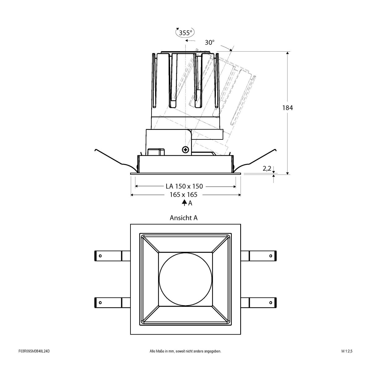 LED-Einbauleuchte modular F03R09SM3840L24D