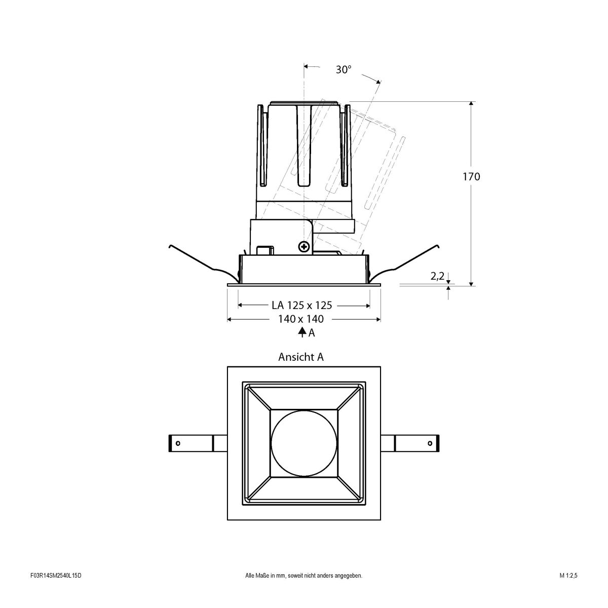 LED-Einbauleuchte modular F03R14SM2540L15D