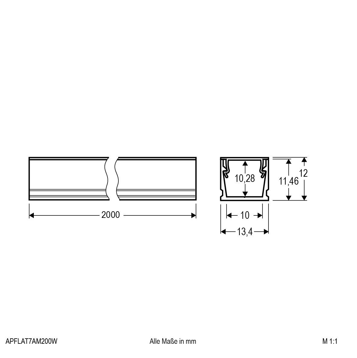 Aluminium-Profil APFLAT7AM200W
