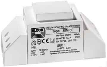 Sicherheitstransformator SIM 60 Sicherheitstransformator SIM 60