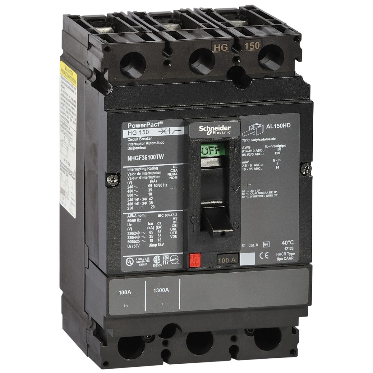 PowerPact 150A TM50a 3p NHJF36050TW PowerPact 150A TM50a 3p NHJF36050TW