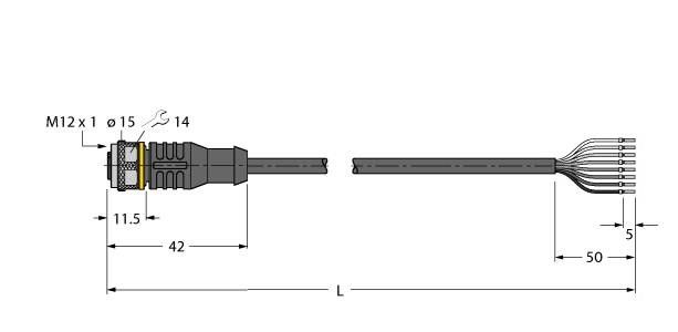 Aktuator- u. Sensorleitung RKC8.800T-50/TEL