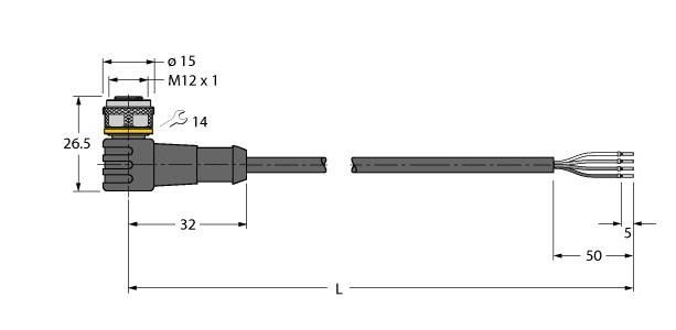 Aktuator- u. Sensorleitung WKC4.4T-10/TXL1075