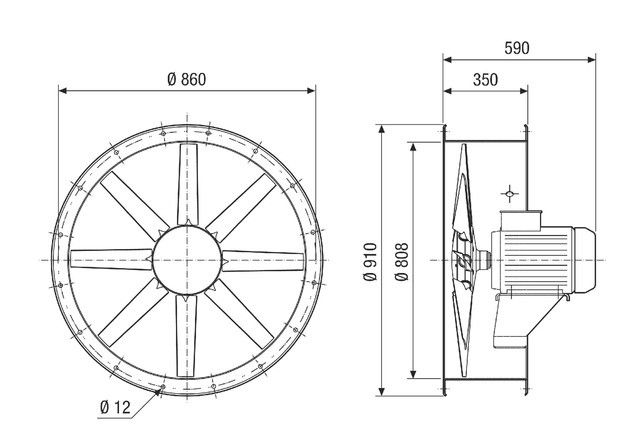 Axial-Rohrventilator DAR 80/6-2 Ex