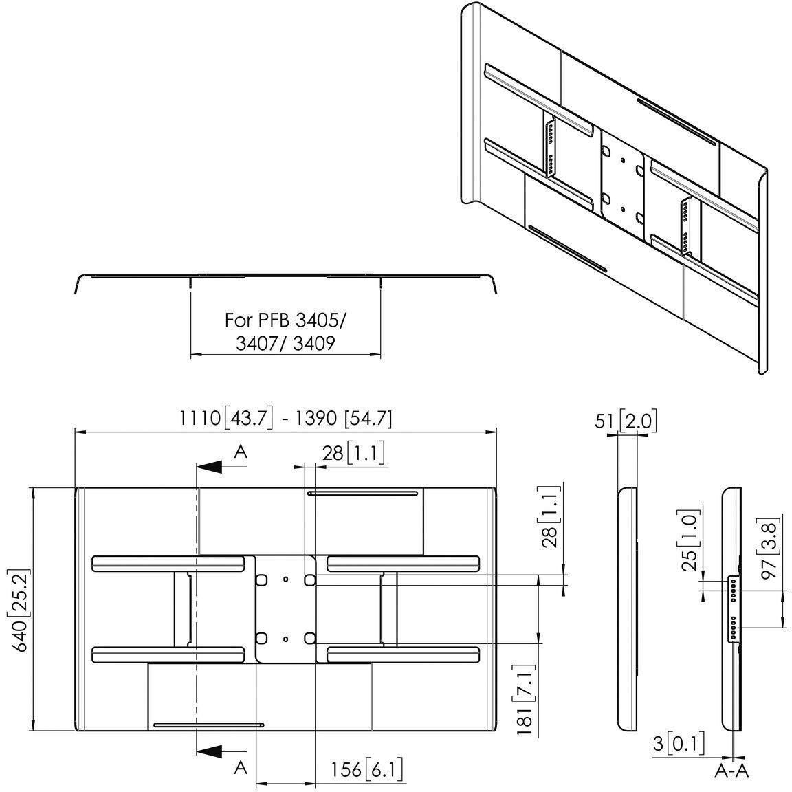 Rückwandabdeckung fDisplay PFA9116 sw