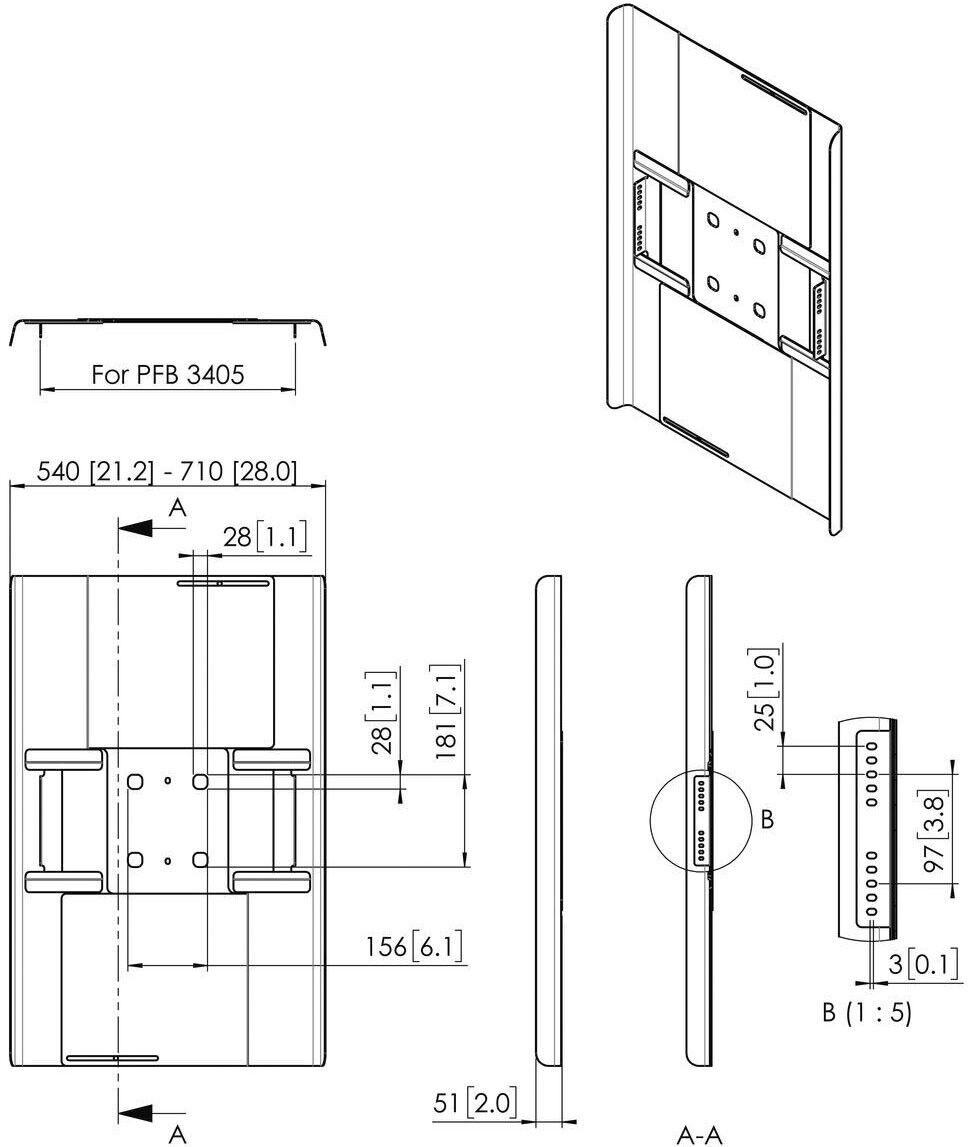 Rückwandabdeckung fDisplay PFA9120 sw