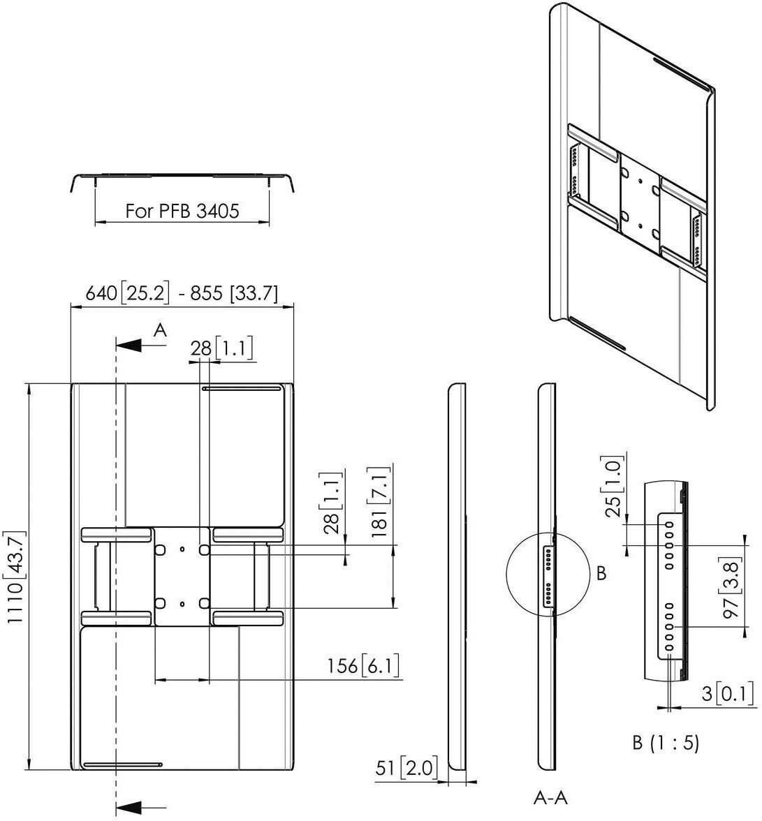 Rückwandabdeckung fDisplay PFA9121 sw
