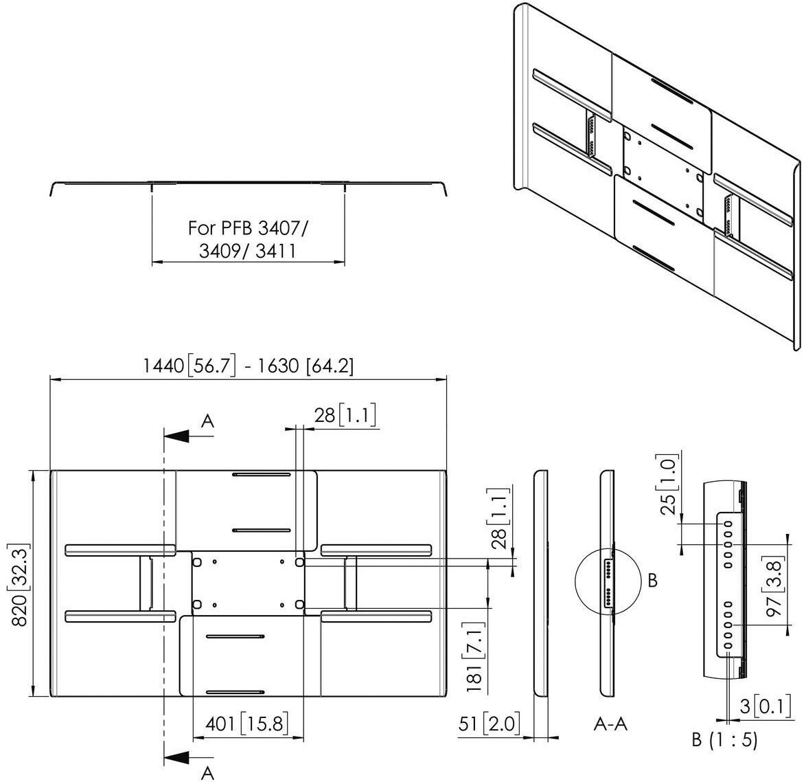 Rückwandabdeckung fDisplay PFA9159 sw