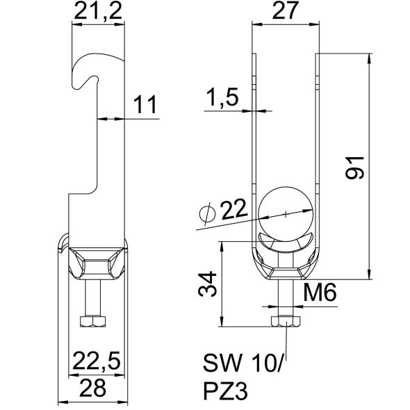 Bügelschelle BS-W1-M-22 A2 Bügelschelle BS-W1-M-22 A2