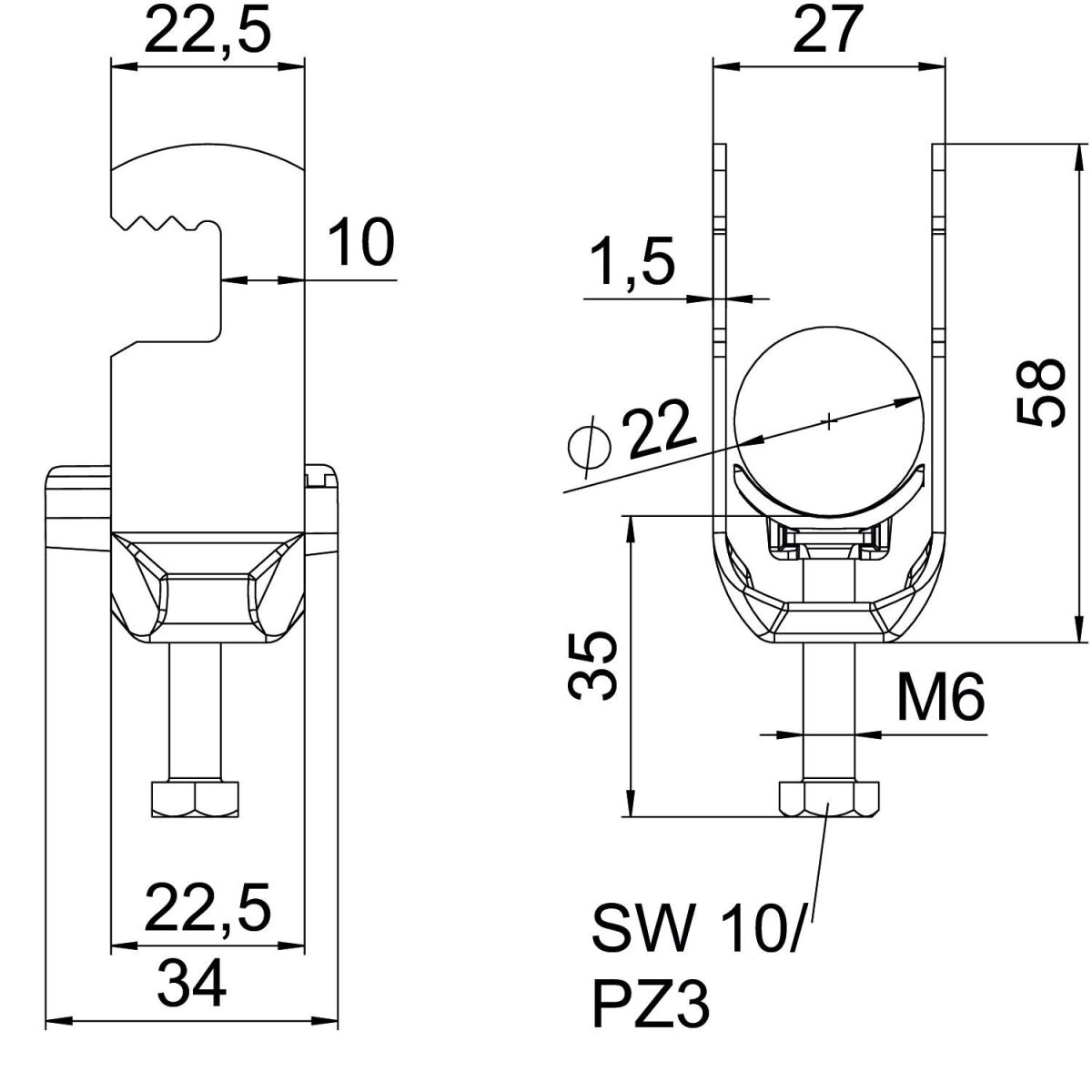 Bügelschelle BS-F1-K-22 A2