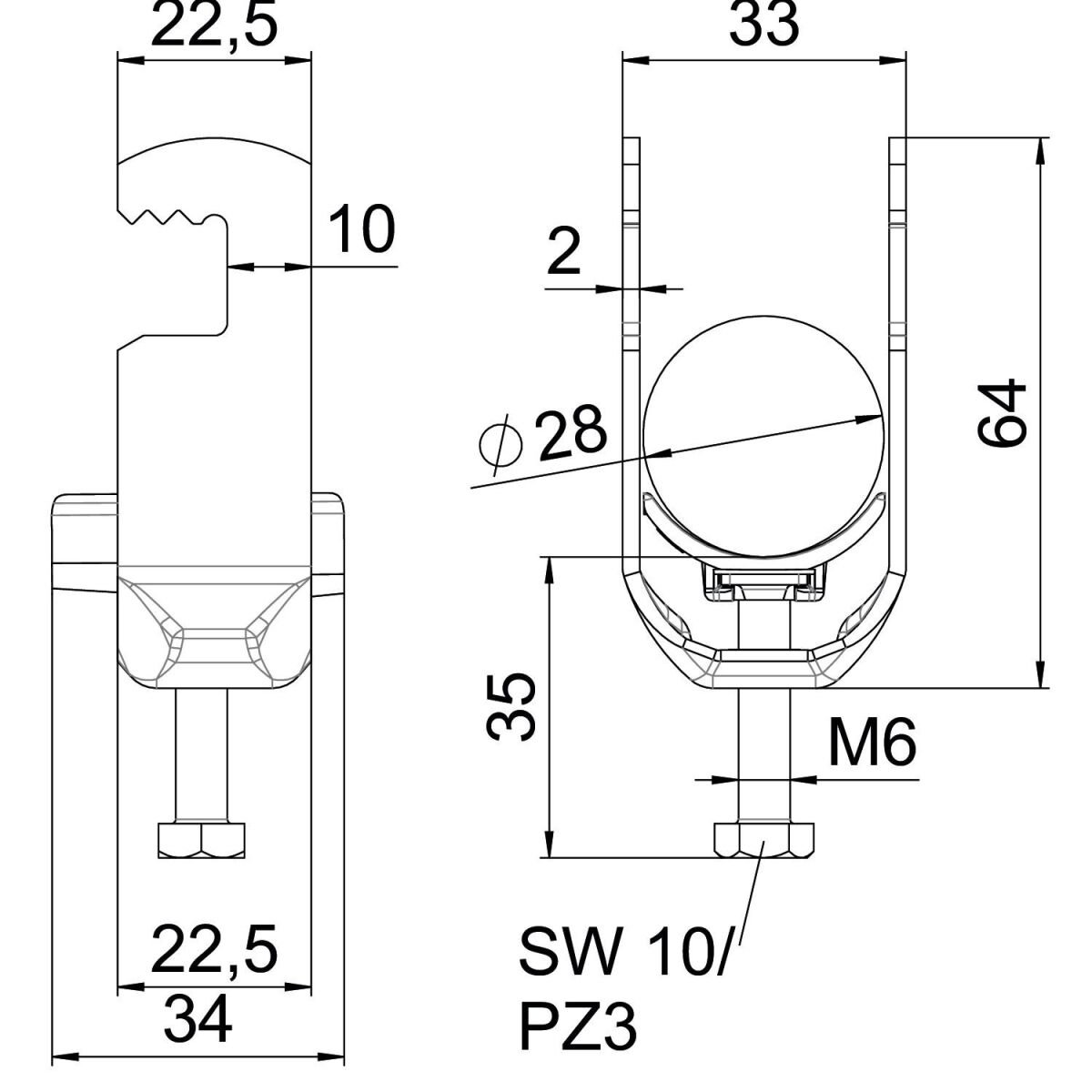 Bügelschelle BS-F1-K-28 ALU