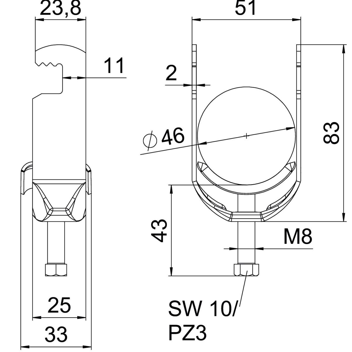 Bügelschelle BS-F1-M-46 FT