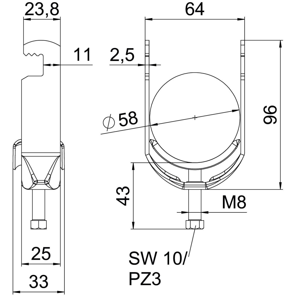 Bügelschelle BS-F1-M-58 FT