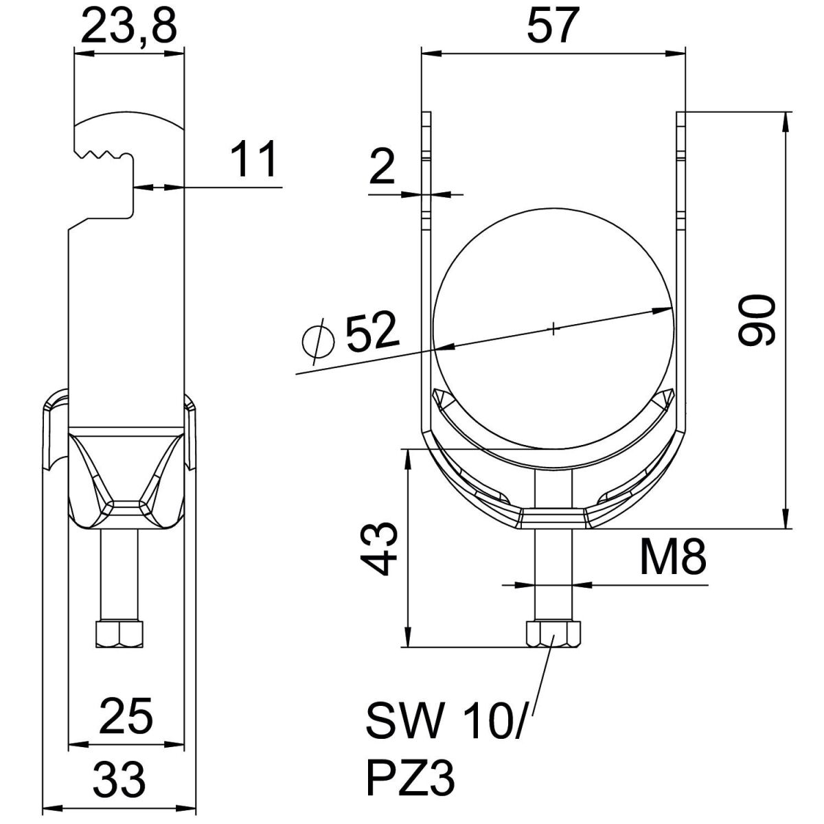 Bügelschelle BS-F2-M-52 FT