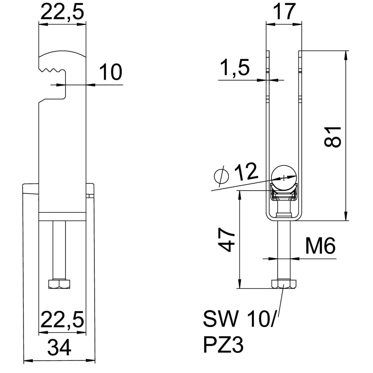 Bügelschelle BS-F3-K-12 FT